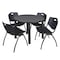 Kee Kee Round Table & Chair Set, Wood, Metal, Plastic Top, Grey TB36RNDGYBPBK47BK - alternate 1